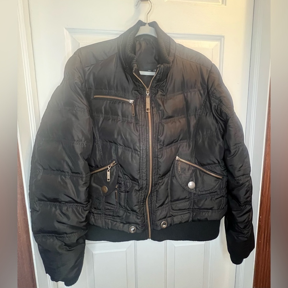 Mixit Black Puffer Jacket with Quilted Design